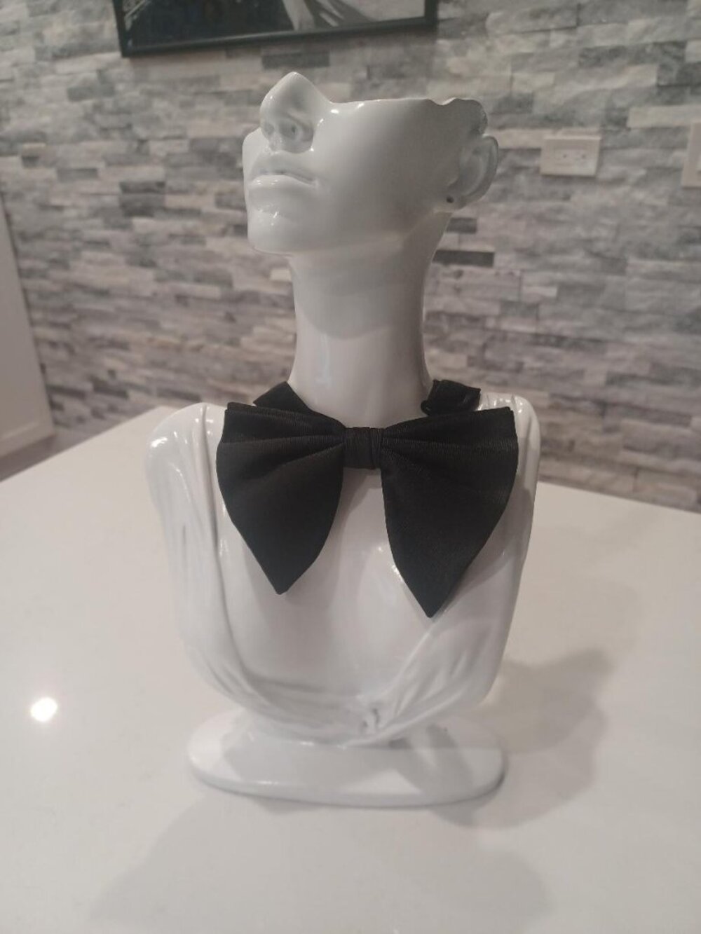 Calvin Klein Black Ribbed Teardrop Pre-Tied Bow Tie Formal Tuxedo Accessory